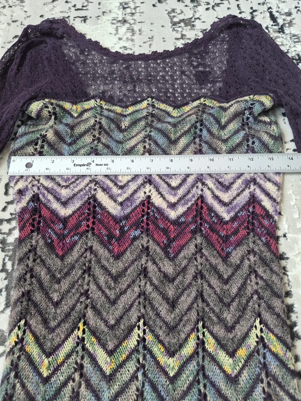 Free People Dress Womens XS Crochet Knit Chevron Bell Sleeve Scoop Back